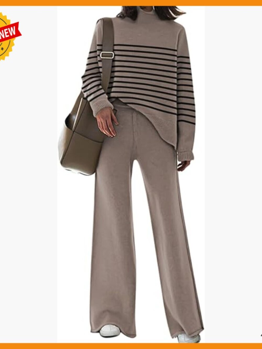 Oversized Knit Sweatsuit Set with High Waist Wide Leg Pants